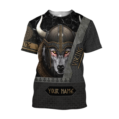 Customize Name Viking Wolf 3D All Over Printed Unisex Shirt