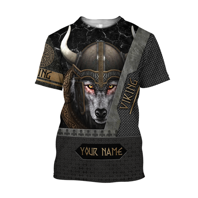 Customize Name Viking Wolf 3D All Over Printed Unisex Shirt