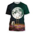 3D all over print girl growing flower on the moon-Apparel-HbArts-T-Shirt-S-Vibe Cosy™