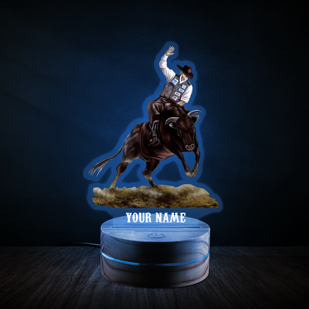 Personalized Name Bull Riding Led Night Light