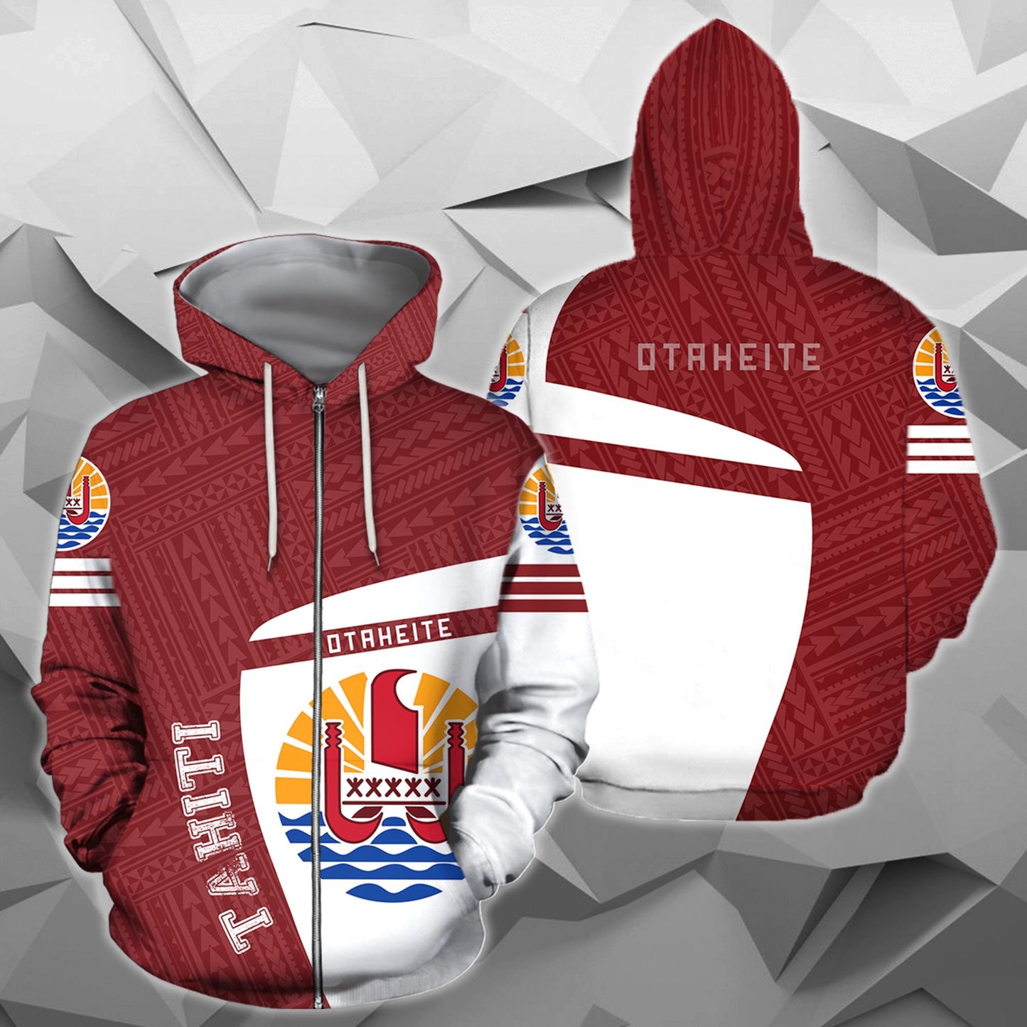 Tahiti French Polynesia Zip-up Hoodie - Premium Style J1-Apparel-Khanh Arts-Zipped Hoodie-S-Vibe Cosy™