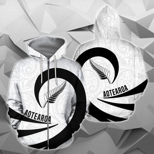 Aotearoa Hoodie Silver Fern Roll Into My Heart 03 TH5-Apparel-Khanh Arts-Zipped Hoodie-S-Vibe Cosy™