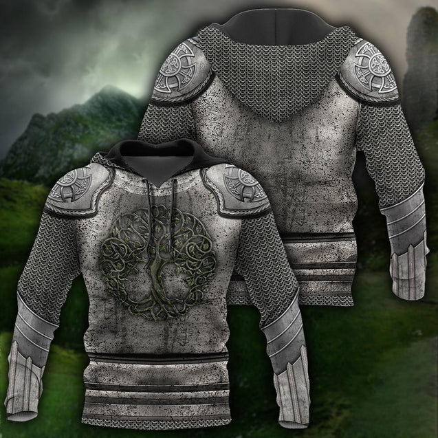 Irish Armor Knight Warrior Chainmail 3D All Over Printed Shirts For Men and Women AM280202-Apparel-TT-Hoodie-S-Vibe Cosy™