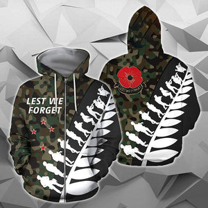 Lest We Forget - New Zealand Hoodie Camo K5-Apparel-Khanh Arts-Zipped Hoodie-S-Vibe Cosy™