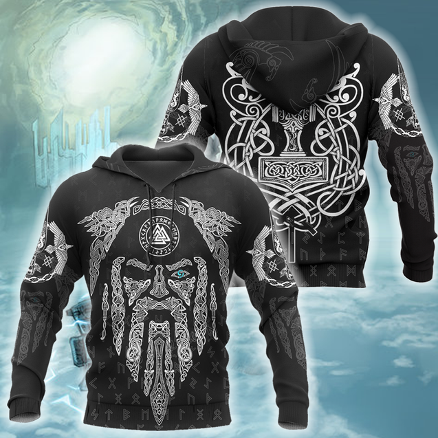 3D All Over Printed Raven And Odin version 1.0-Apparel-HP Arts-Hoodie-S-Vibe Cosy™