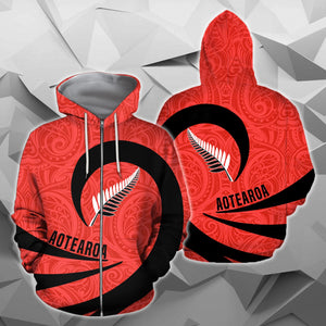 Aotearoa Hoodie Silver Fern Roll Into My Heart Zip-Up TH5-Apparel-Khanh Arts-Zipped Hoodie-S-Vibe Cosy™