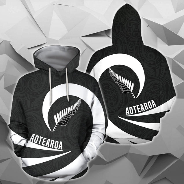 Aotearoa Hoodie Silver Fern Roll Into My Heart Zip-Up TH5-Apparel-Khanh Arts-Hoodie-S-Vibe Cosy™