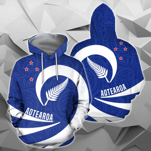 Aotearoa Hoodie Silver Fern Roll Into My Heart PL02-Apparel-PL8386-Hoodie-S-Vibe Cosy™