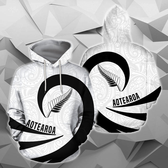 Aotearoa Hoodie Silver Fern Roll Into My Heart PL03-Apparel-PL8386-Hoodie-S-Vibe Cosy™