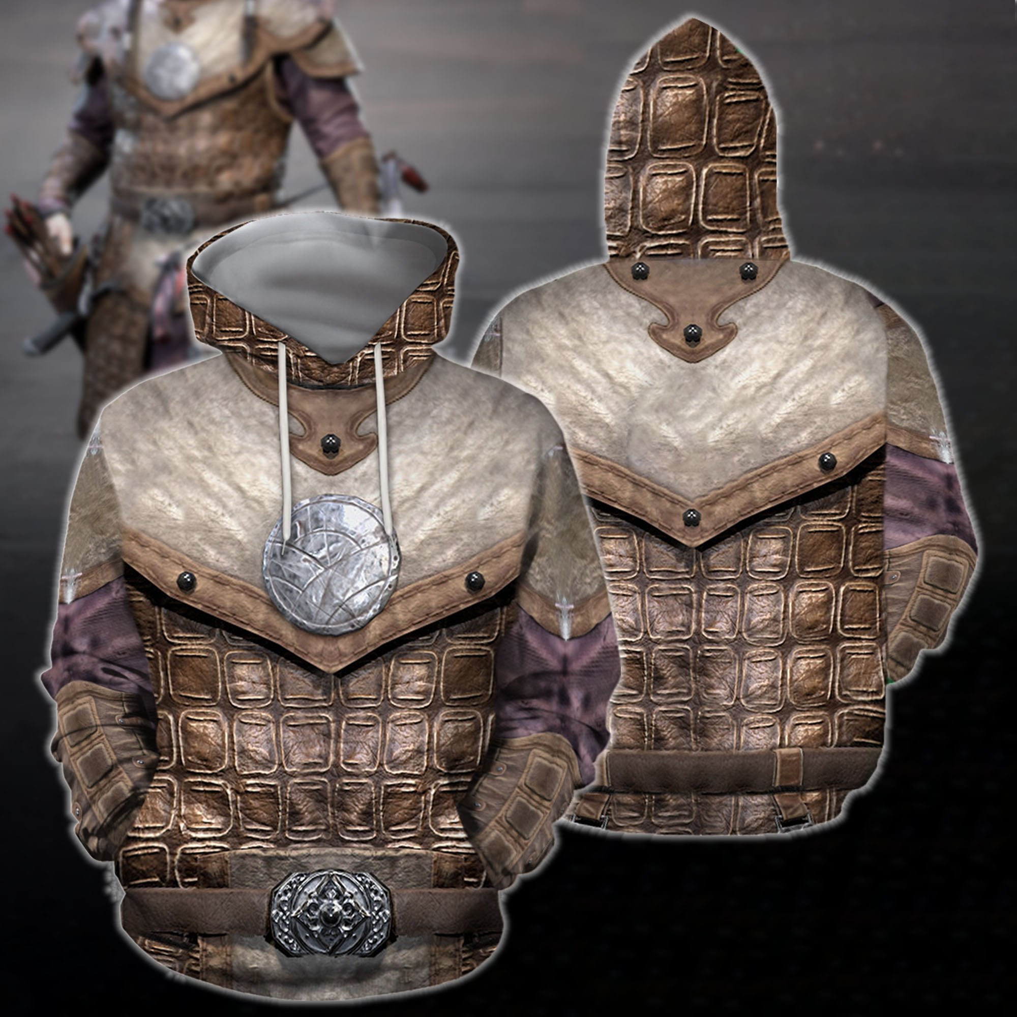 3D All Over Print Armor Mongol Hoodie-Apparel-Khanh Arts-Hoodie-S-Vibe Cosy™