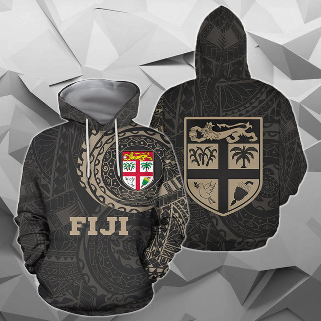 Fiji in My Heart Polynesian Tattoo Style Hoodie A-Apparel-Khanh Arts-Hoodie-S-Vibe Cosy™