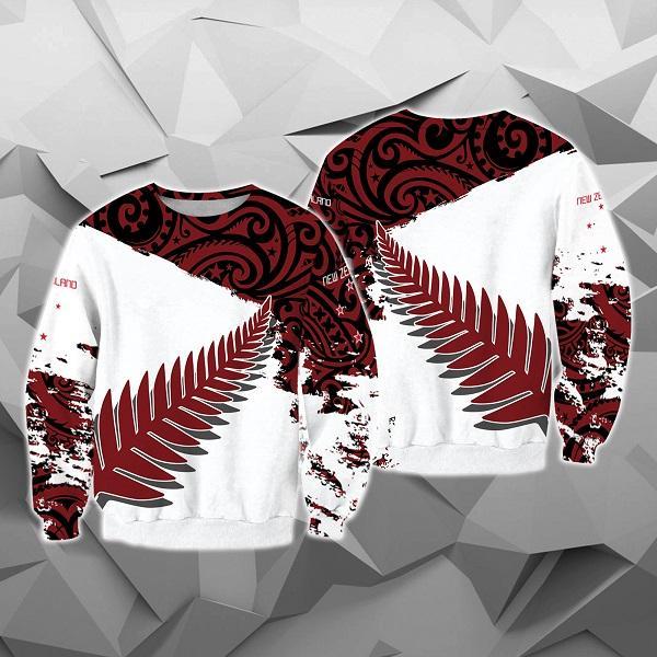 New Zealand Maori Fern Red Edition Zip Hoodie NVD-Apparel-Dung Van-Sweat Shirt-S-Vibe Cosy™