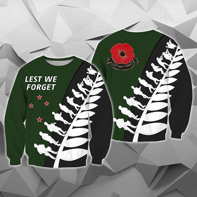 Lest We Forget - New Zealand Hoodie Green K5-Apparel-Khanh Arts-Sweat Shirt-S-Vibe Cosy™