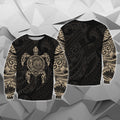 Turtle Maori Tattoo All Over Hoodie Gold NVD-Apparel-Dung Van-Sweat Shirt-S-Vibe Cosy™