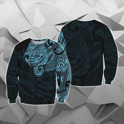 Maori Tattoo Style All Over Hoodie Blue Version NVD - Amaze Style™-Apparel