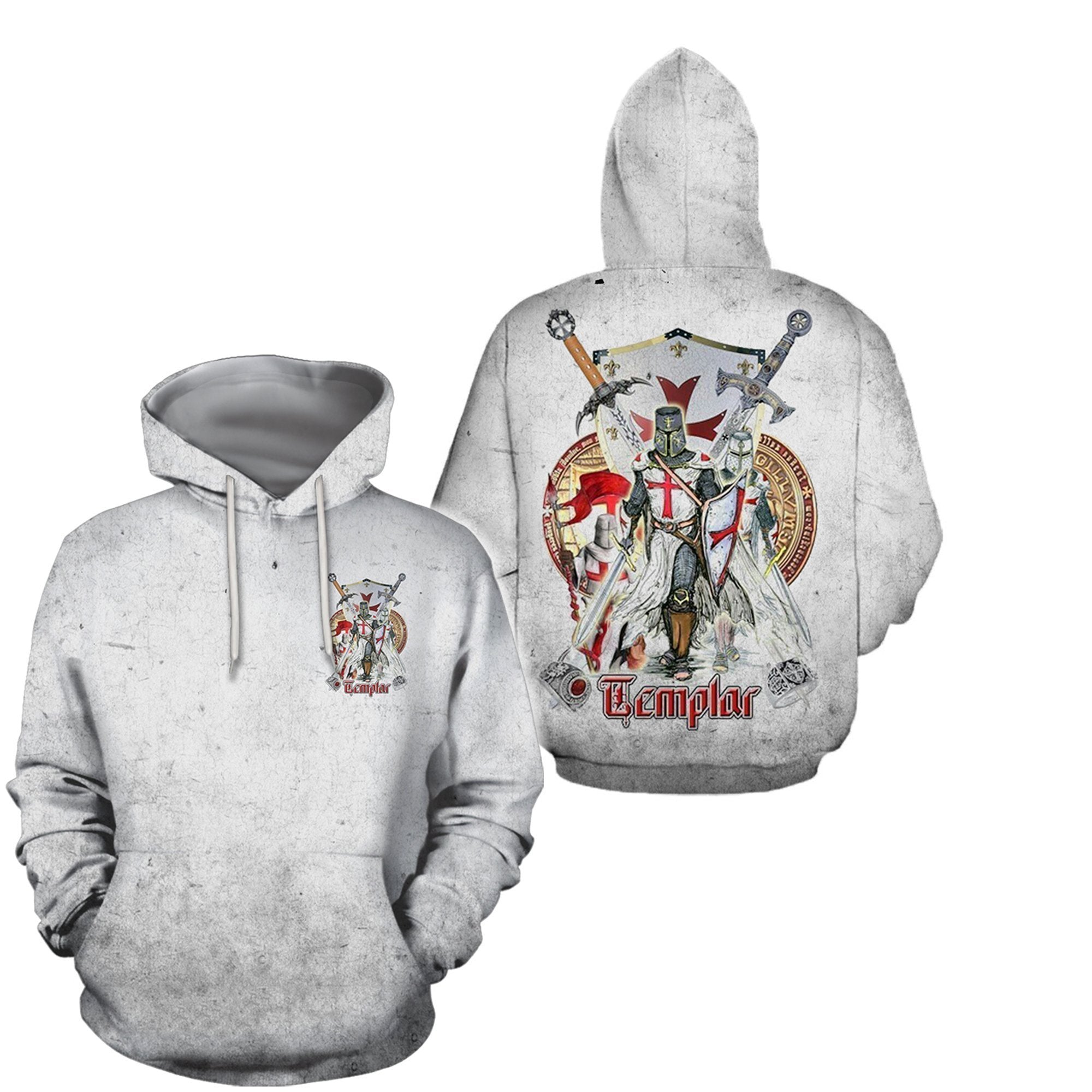 3D All Over Printed Knight Templar Art-Apparel-HP Arts-Hoodie-S-Vibe Cosy™