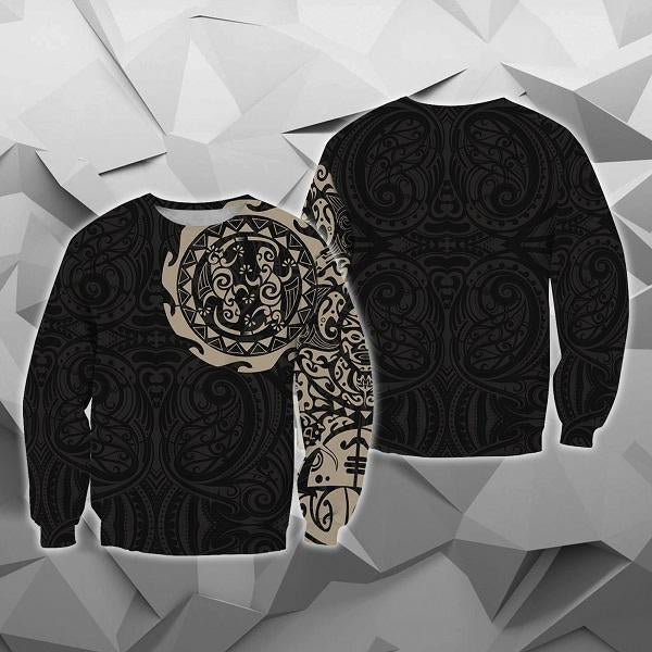 Maori Tangaroa Tattoo New Zealand All Over Hoodie - Golden NVD-Apparel-Dung Van-Sweat Shirt-S-Vibe Cosy™