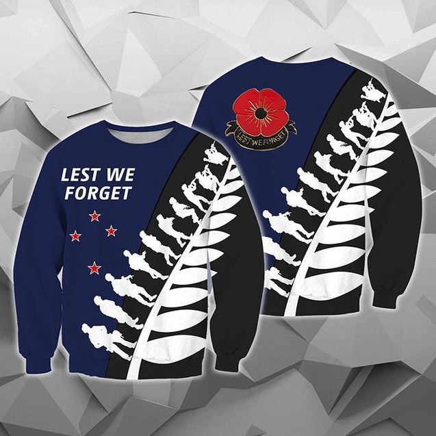 Lest We Forget - New Zealand Hoodie Navy K5-Apparel-Khanh Arts-Sweat Shirt-S-Vibe Cosy™