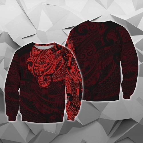 Maori Tattoo Style All Over Hoodie Red Version NVD-Apparel-Dung Van-Hoodie-S-Vibe Cosy™