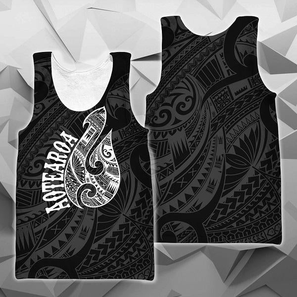 Hei Matau Maori Tattoo All Over Hoodie White NVD-Apparel-Khanh Arts-Tank Top-S-Vibe Cosy™