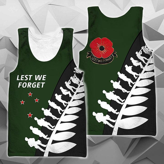 Lest We Forget - New Zealand Hoodie Green K5-Apparel-Khanh Arts-Tank Top-S-Vibe Cosy™