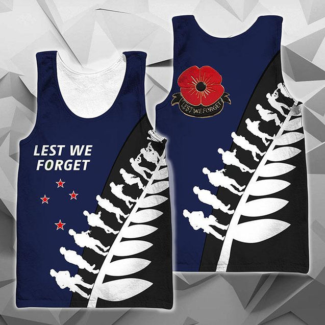 Lest We Forget - New Zealand Hoodie Navy K5-Apparel-Khanh Arts-Tank Top-S-Vibe Cosy™