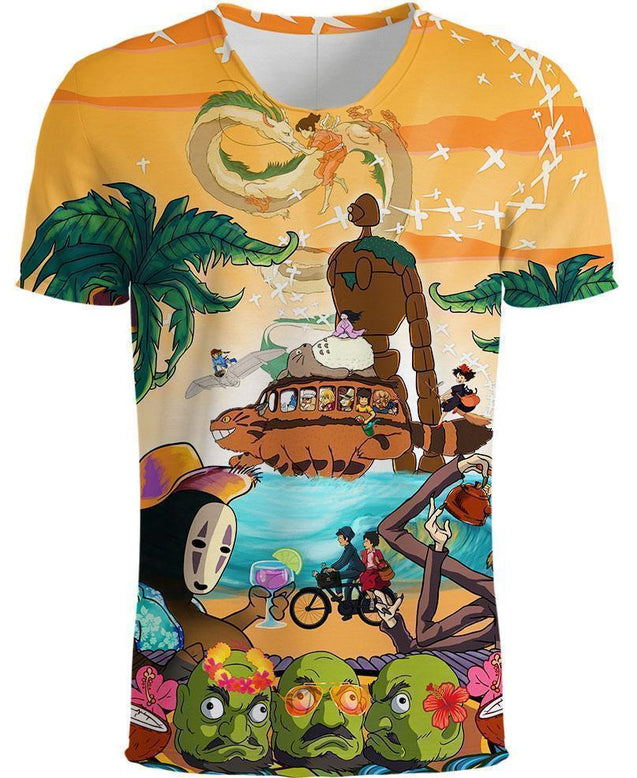 Summer Vacation-ghibli-RoosterArt-T-Shirt-S-Vibe Cosy™