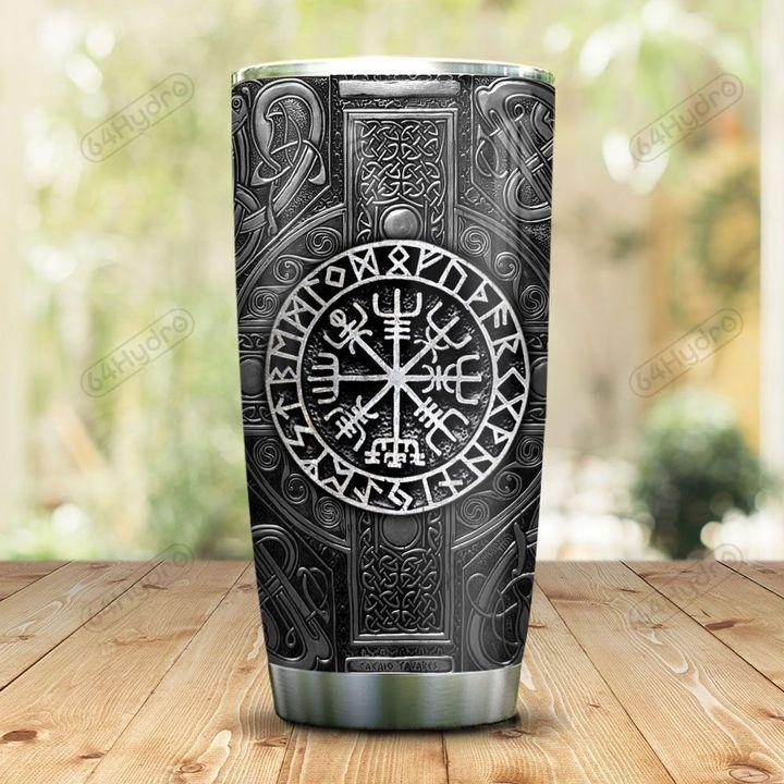 Personalized Viking Vegvisir Compass Metal Style Personalized Stainless Steel Tumbler 25022105.CXT Custom Name XT