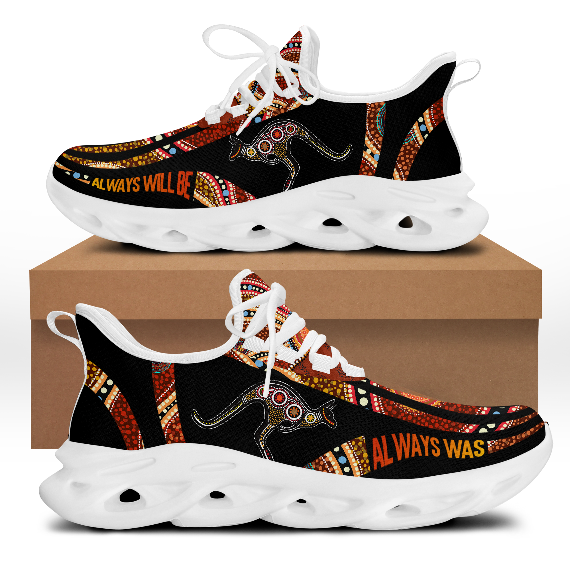 Always was Always will be Aboriginal Art Kangaroo running Clunky Sneaker Shoes