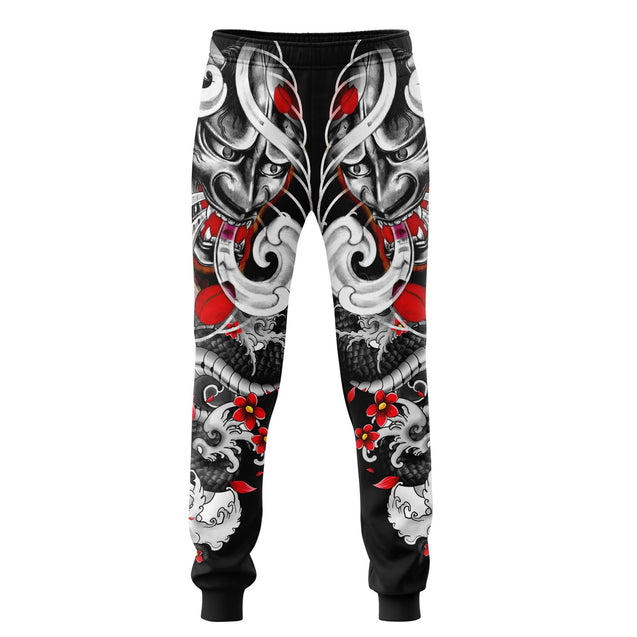 Japan Mask Tattoo 3D All Over Printed Combo Hoodie + Sweatpant