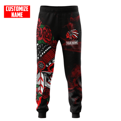 Customized name Native American Chief Skull MMIW Red Hand 3D All Over Printed Shirts