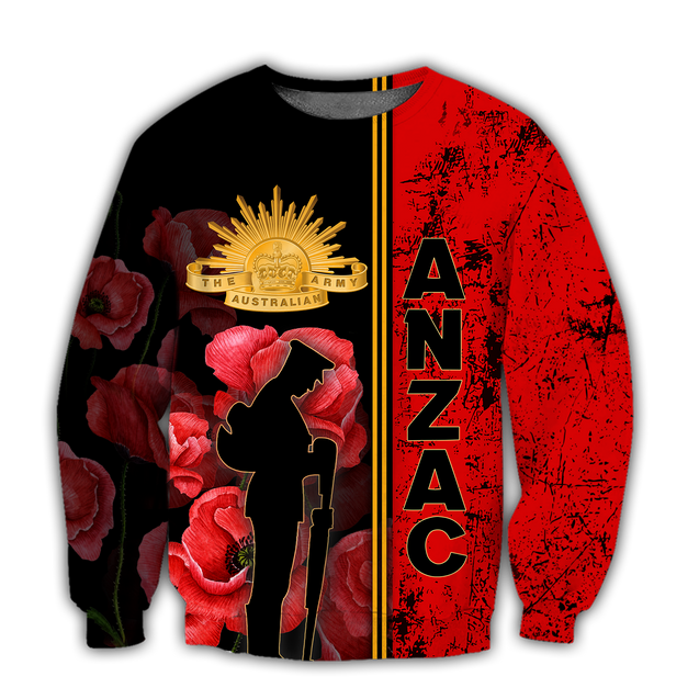 Premium Anzac Day Australian Army Poppy 3D Printed Unisex Shirts TN NTN03042104