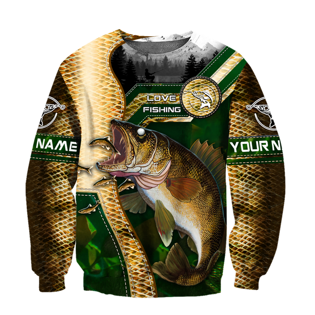 Custom name Walleye Master Fishing camo 3D print shirts