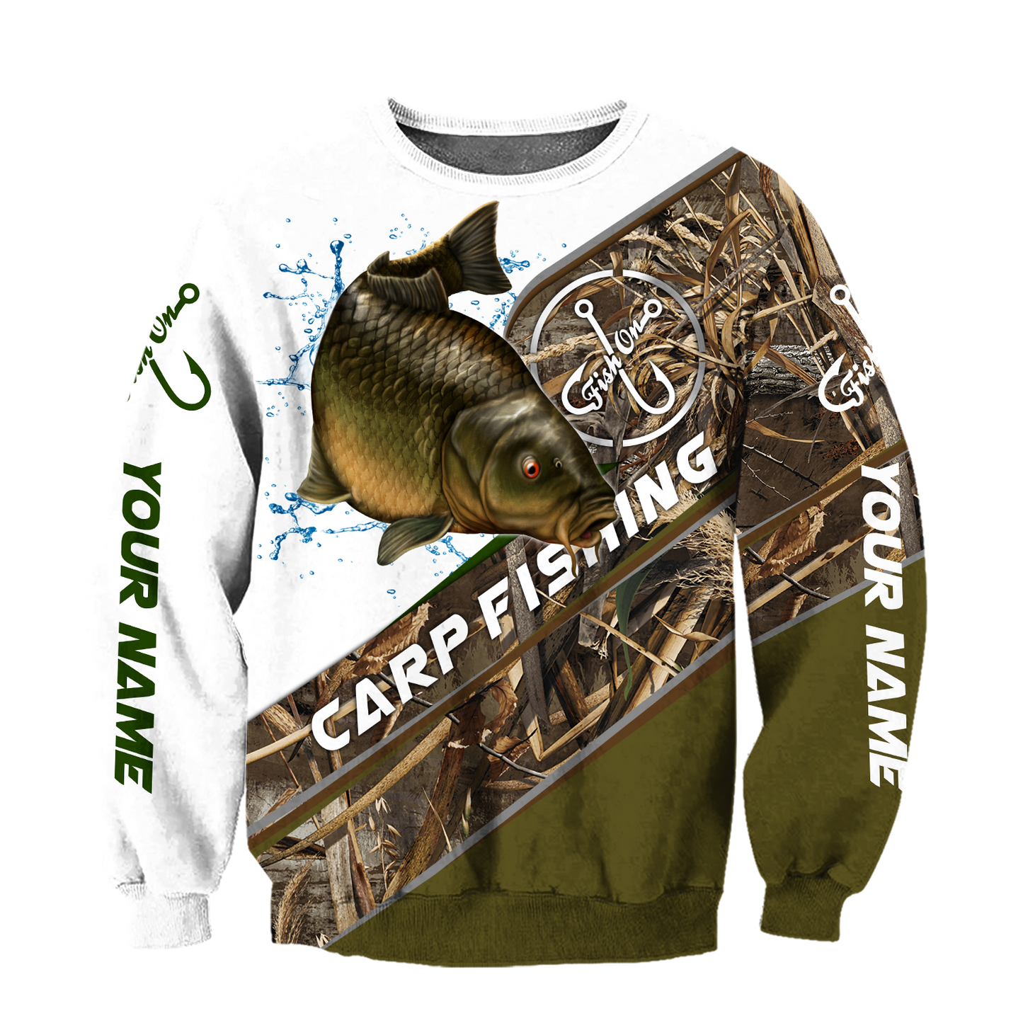 Custom name Carp Fishing camo 3D print shirts