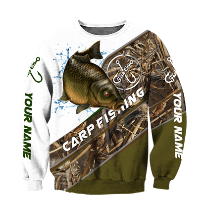Custom name Carp Fishing camo 3D print shirts