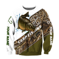 Custom name Carp Fishing camo 3D print shirts