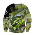 Bass fishing on skin 3D print fishing shirt for men and women