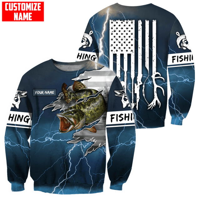 Northern Pike Fishing US Flag Custom name fishing shirts for men and women