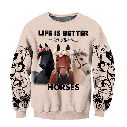 Life is Better with Horses 3D All Over Printed Shirts