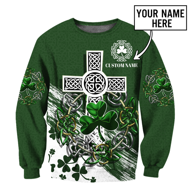 Premium Unisex Hoodie Custom Name Irish St.Patrick Day The Cross And Shamrock ML