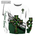 Irish St.Patrick Celtic cross 3d hoodie shirt for men and women custom name