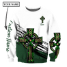 Irish St.Patrick Celtic cross 3d hoodie shirt for men and women custom name