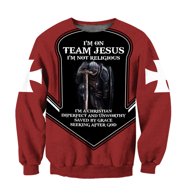 I'm On Team Jesus I'm Not Religious 3D Printed Combo Sweater  + Sweatpant For Winter