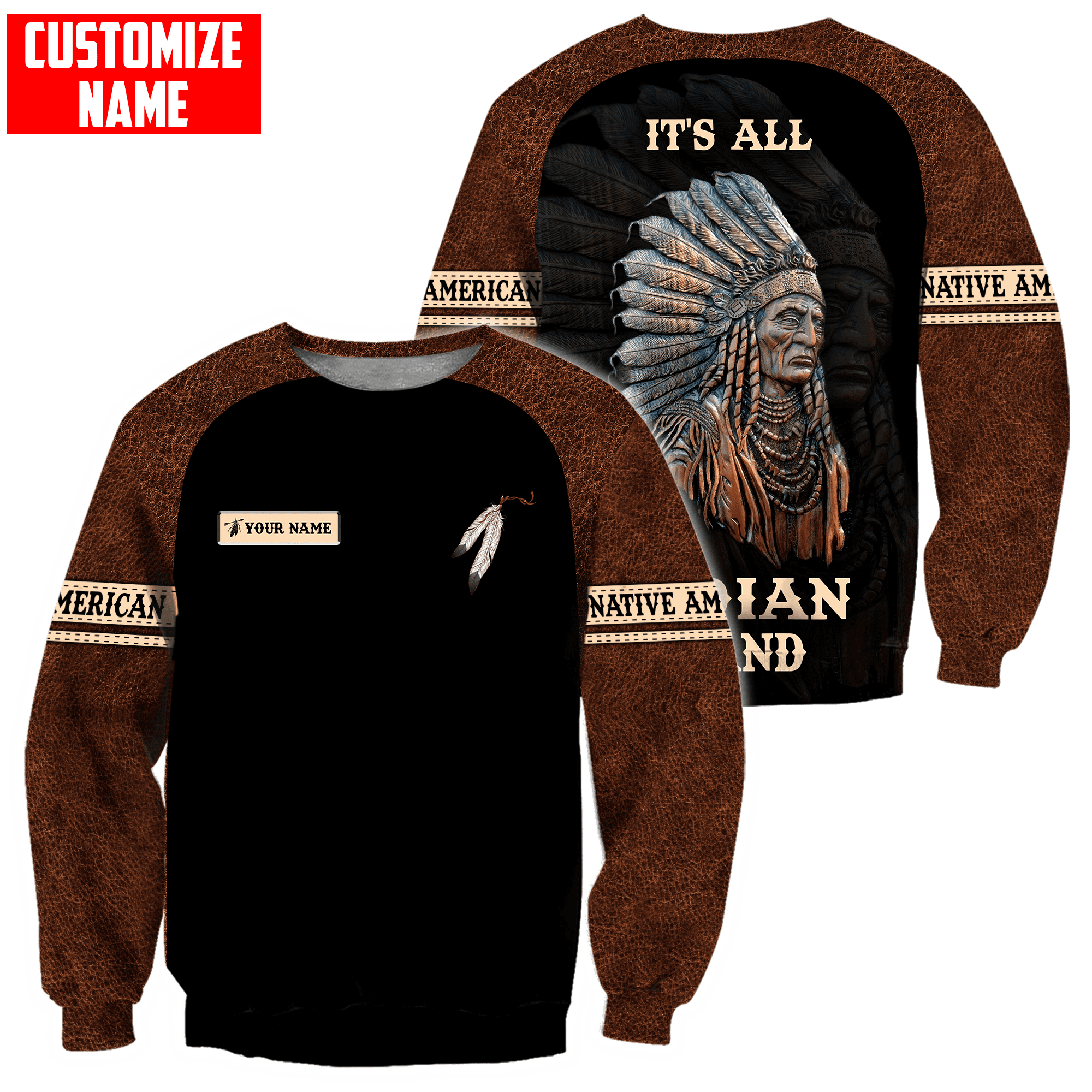 Customized name Native American 3D All Over Printed Unisex Shirts