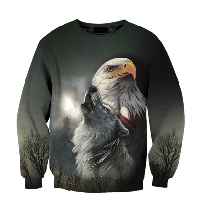 Eagle And Wolf Native American 3D Hoodie Shirt For Men And Women LAM