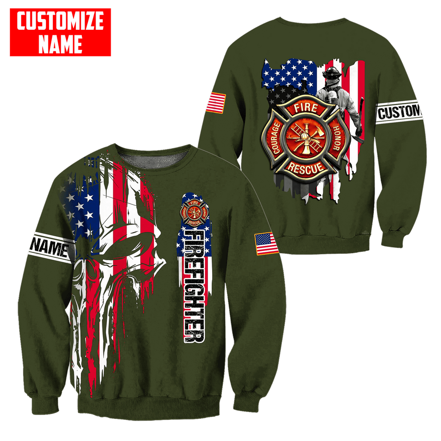 Customize Name Firefighter3D All Over Printed Combo Sweater + Sweatpant