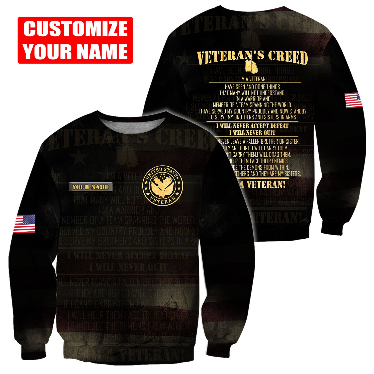 Custom Name US Army 3D All Over Printed Unisex Shirts