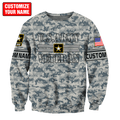 US Army Veteran Personalized Name 3D All Over Printed Unisex Hoodie