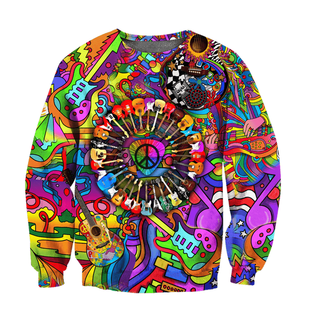 Amazing Guitar Hippie Color Hawaii Shirt ML