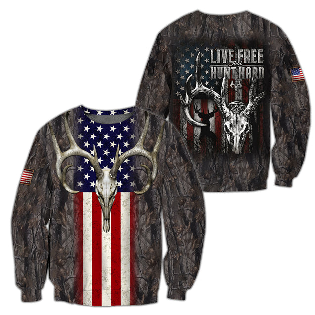 Live Free Hunt Hard 3D All Over Printed Unisex Shirts